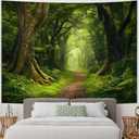 Amtoodopin Forest Tapestry Nature Landscape Tapestries Green Tree Tapestries Misty Forest Wall Art Jungle Scenery Tapestry Wall Hanging for Living Room Bedroom
