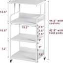 4-Tier White Printer Stand with Wheels, Extra Large Tall Printer Table with Storage Shelf, 4 Tier Printer Cart, Home Printer Stands (White)