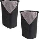 Mind Reader Slim Laundry Hamper with Lid, 60L Tall Clothes Basket, Narrow Tapered Design for Bathrooms, Closets and Laundry Rooms, Plastic, 2 Pack, Black