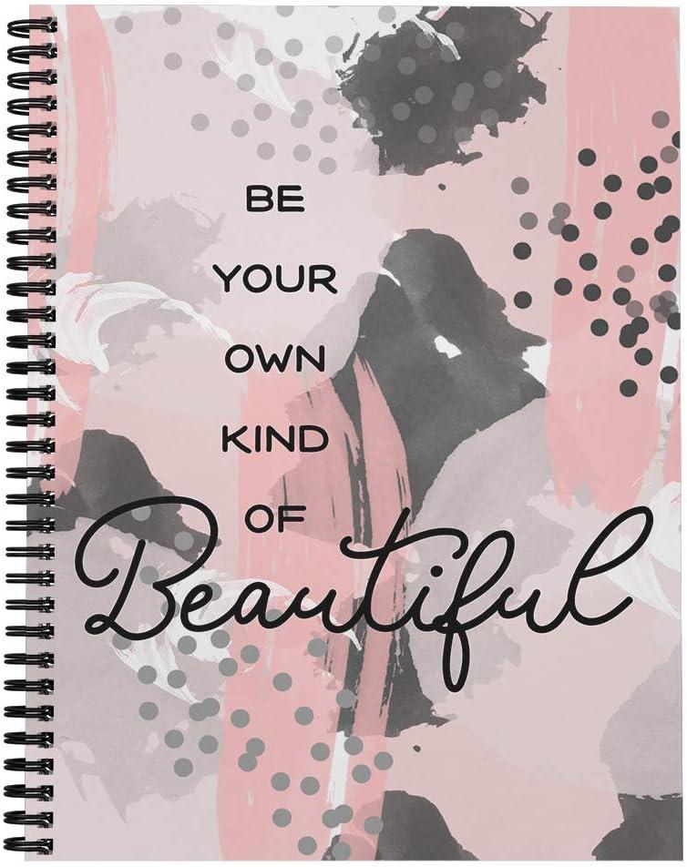 Softcover Own Kind of Beautiful 8.5" x 11" Motivational Spiral Notebook/Journal, 120 College Ruled Pages, Durable Gloss Laminated Cover, Black Wire-o Spiral. Made in the USA