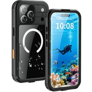 for iPhone 17 Pro Max Case - Compatible with MagSafe - IP68 Waterproof & Dustproof, 10FT Military-Grade Drop Proof - Built-in Screen Protector & Full-Body Rugged Cover, 6.9 Inch - Black