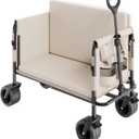 VEVOR 3-in-1 550lbs/220L Large Collapsible Folding Wagon, Convert to Bench, Foldable Beach Wagon with Wheels for Sand, Outdoor Utility Wagon for Groceries, Camping, Sports, Shopping