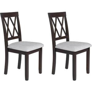 Dining Room Chairs Set of 2, Upholstered Fabric Accent Kitchen Chairs with Solid Rubber Wood Legs, Padded Seat, Modern Design, Espresso Color