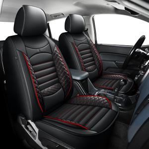 AOMSAZTO Seat Covers Fit for 2015-2024 2025 2026 Chevrolet Chevy Colorado/GMC Canyon Crew Cab Z71 LT ZR2 Custom Leather Truck Seat Covers(Black&Red,2 Front Seats)