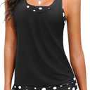 Yonique 3 Piece Womens Tankini Swimsuits with Shorts Athletic Bathing Suits Tank Tops with Bra and Boyshorts Black Polka Dot XXL