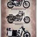 Tin Sign | Metal Wall Poster | Triumph Motorcycles Three Bike Models 8 x 12 in. | Decoration Plaque for Home Bar Room Garage Garden Man Cave | Retro Vintage Style