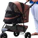 Pet Gear No-Zip Special Edition 3 Wheel Pet Stroller for Cats/Dogs, Zipperless Entry, Easy One-Hand Fold, Removable Liner, Cup Holder, Chocolate