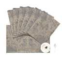 Loom and Mill Luxury Placemats Set of 6 for Dining Table, Jacquard Fabric Table Place Mats for Dining Table Kitchen Room Decorations, Double-Layer, Non-Slip & Wrinkle Resistant(12 x18 inches, Grey)