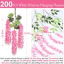 200 Pack Pink Wisteria Hanging Flowers,Fake Hanging Wisteria Flowers Garland for Decoration (3.6 Ft/Pcs)