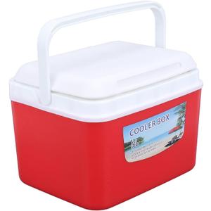 Large 5L Insulated Cooler Box Portable Ice Box for Travel Camping Picnic Fish, Insulated Cooler Box Hard Case Keeps Food Freshness and Drink Cool (Red)