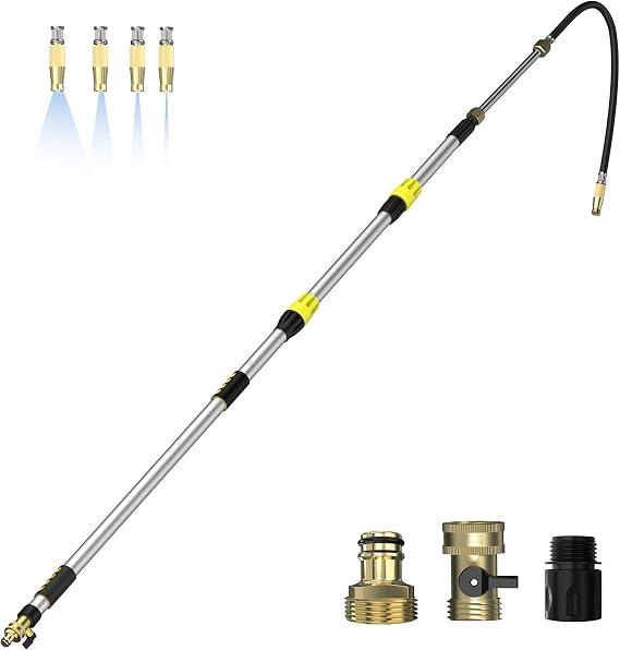 Buyplus 22FT Reach Telescoping Gutter Cleaning Tools for Garden Hose
4-16FT Rain Gutter Cleaner Tools From Ground, 3/4" Brass Garden Hose Shut Off Valve, Bendable Flexible Water Wand for Window
