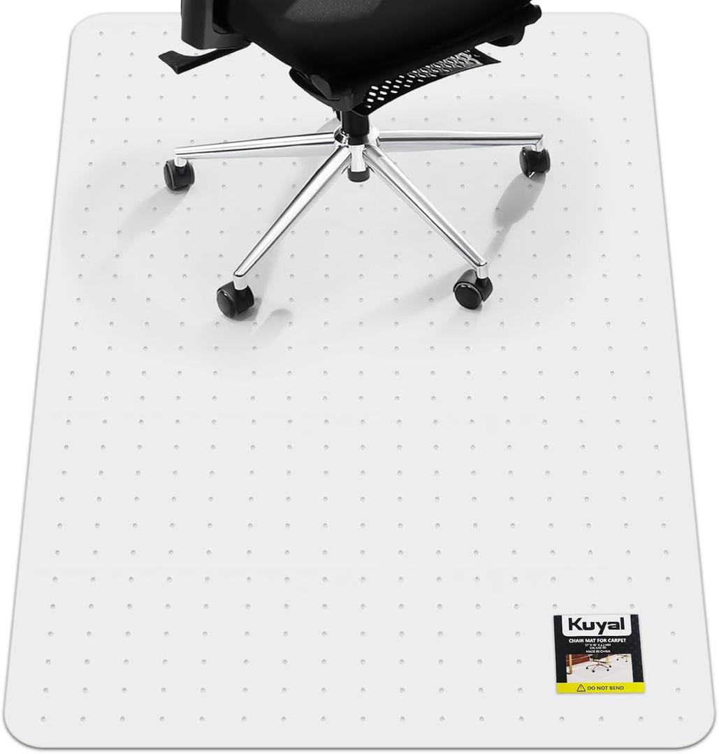 Kuyal Office Chair Mat for Carpet, 32x55 Clear Heavy Duty Computer Chair Mat, Under Desk Protector Carpeted Floors Mat, Easy Chair Movement,Ship Flat