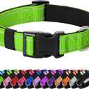 Reflective Dog Collar Padded with Soft Neoprene Breathable Quick Release Basic Dog Collars for Medium Dogs Green Boy Girl (M:width 3/4"neck 14-20.5")