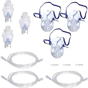 ResOne 3pk Nebulizer Replacement Accessories w/Cup, Kids (Pediatric) Mask, 7' Tubing, Connector