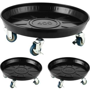 Planterhoma 3 Packs 16" Metal Plant Caddy with Wheels Extra-Large Rolling Plant Stand Heavy-Duty Plant Dolly with Casters Indoor Outdoor Wheeled Flower Pot Mover Rollers Garden Cart Trolley, Black