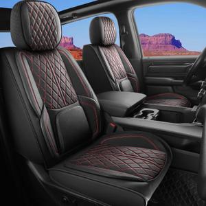 Car Seat Cover Custom Fit for Dodge Ram 1500 2500 3500 2002-2026 Faux Leather Seat Cover Set Compatible with Crew Quad Regular Cab Pickup Truck Cushions (Black & Blue, Front Seat)