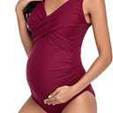 SUMMERSUNSHINE Maternity One Piece Swimwear Front Cross Pregnancy Swimsuit Bathing Suit Maternity Bikini, M