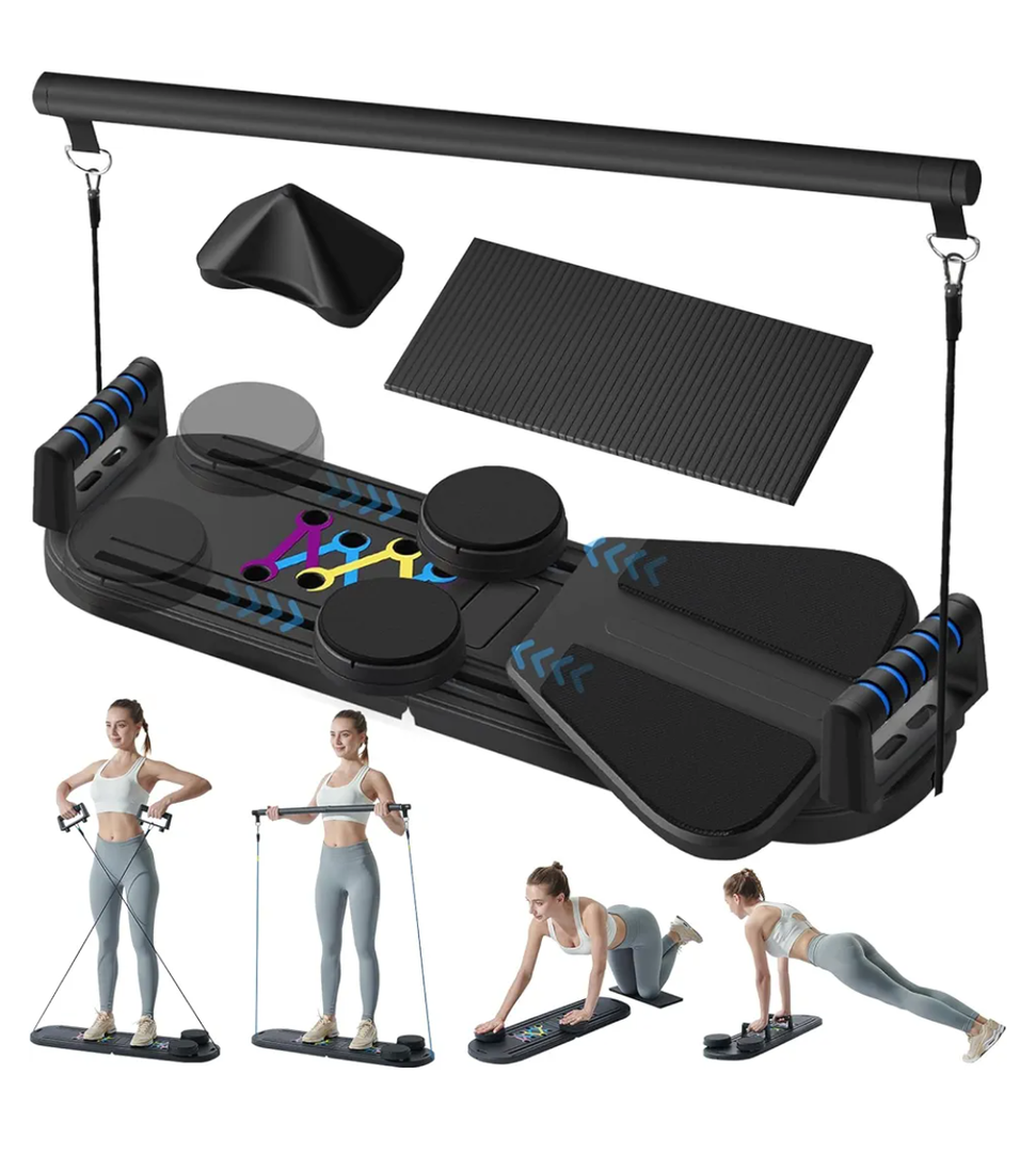 Pilates Board - Pilates Reformer Set, 6 in 1 Pilates Boards for Home Workout, Portable and Foldable Pilates Reformers, Multifunctional Reformer Pilates Machine, Pilates Board for Women (Pink)