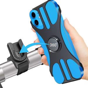 Detachable Bike Phone Holder, Universal Bicycle Motorcycle Cell Phone Mount, 360 Rotatable Adjustable Bike Phone Mount Compatible for 4" to 6.7" Smartphones