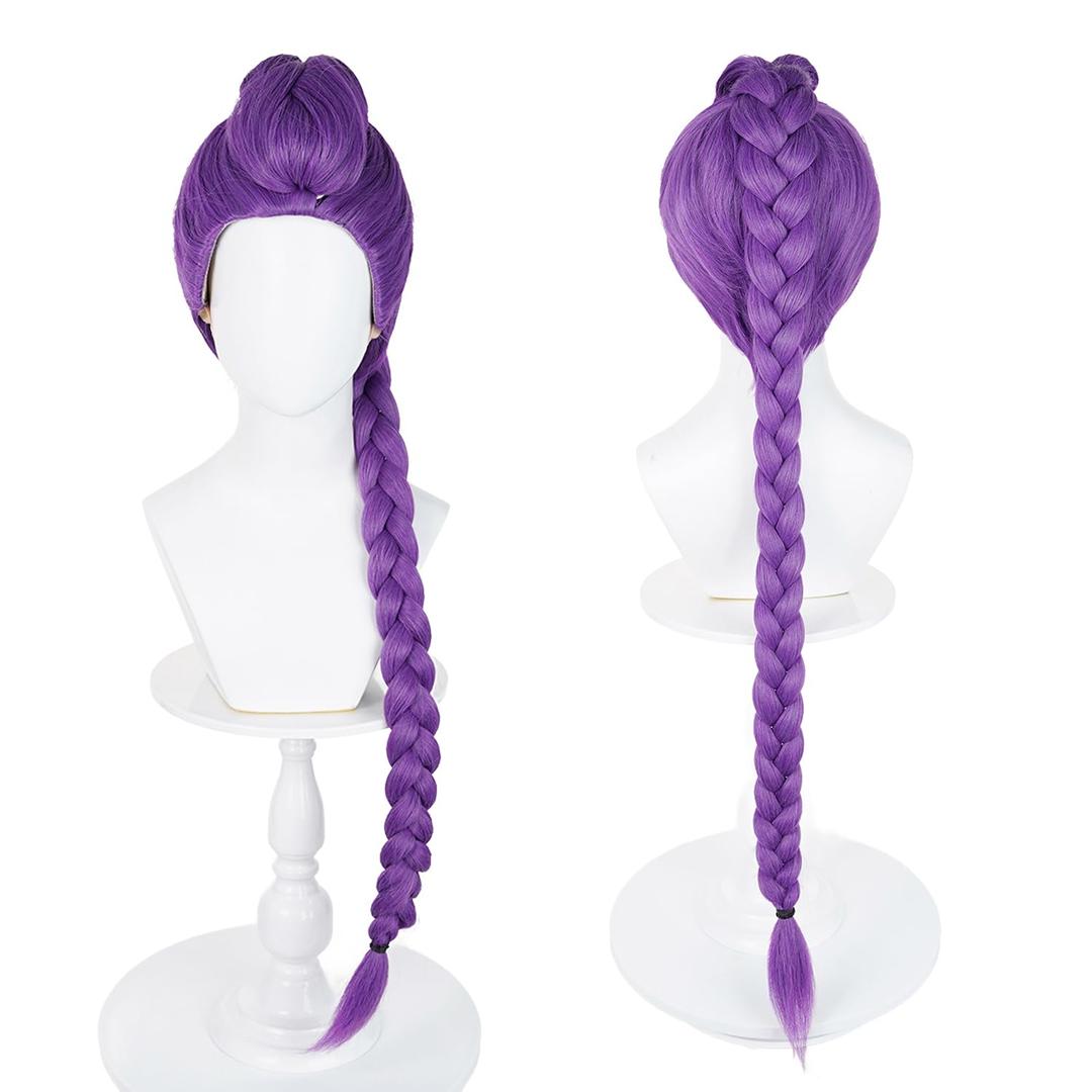 Dark Purple Long Braided Cosplay Wig, Heat Resistant Anime Hair