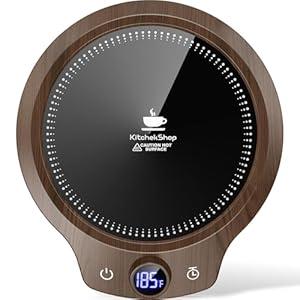 Fast Heating Mug Warmer - 4 Temp Settings & 1-12H Timer, Coffee Cup Warmer Plate for Desk Auto Shut Off, Ideal Beverage Warmer Gift for Coffee, Tea, Milk (Wood)