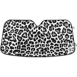 Car Windshield Sunshade Black and White Leopard Trucks Auto Blocks Sun Visor Keep Your Vehicle Cool UV and Heat Reflector