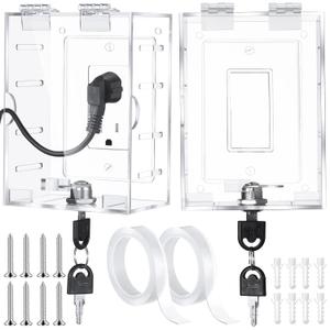2 Pcs Safety Outlet Cover Box Clear Lock Box with Key Covers for Electrical Outlets, Provides Space Inside for Plugs, Proof Socket Covers Ease Operation