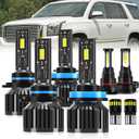 For 2015-2019 GMC Yukon light Bulbs, 9005 High Beam H11 Low Beam H16 Fog Light License Plate Lights Combo, 8PCS