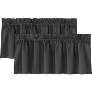 H.VERSAILTEX 100% Blackout Curtain Valances for Kitchen Windows/Bathroom/Living Room/Bedroom Thermal Insulated Rod Pocket Valances for Windows, 2 Pack, 52" x 18", Charcoal Gray