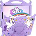 Uppuppy for iPad mini 7 A17 Pro Case 2024/ Mini 6 Case 8.3 Inch 2021 - Cute Girls Kawaii Cover Girly Teen with Rotating Stand & Strap Purple Soft Silicone Cases for iPad mini 7th/6th Generation Cases