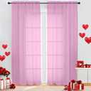 OWENIE Sheer Pink Curtains, Sheer Curtains 84 inch Length 2 Panels Set, Rod Pocket Voile Fimly Sheer Drapes for Living Room/Bedroom, 2pcs, Each 42" W x 84" L