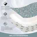 FineStichery Oversized Quilt Bedspread Coverlet Set, 102"x120" 100% Cotton Extra Large Quilt, Botanical Pattern, Lightweight Quilted Reversible Bedding Set with 2 Pillow Shams, Teal/Beige