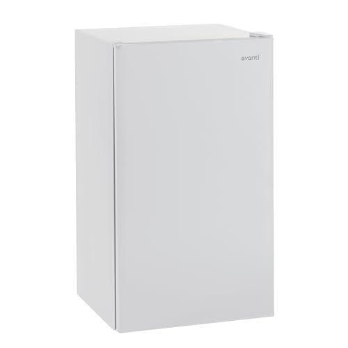 Avanti RM3306W Mini Fridge Compact Refrigerator for Home Office or Dorm with Reversible Recessed Door Bins and Glass Shelves with Adjustable Temperature Control, 3.2-Cu.Ft, White