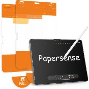 OMOTON PAPERSENSE Paper Screen Protector for iPad Pro 13 Inch M5/M4 (8th/7th Gen,2025/2024), Matte Layer Tempered Glass with Easy Dust-free Installation Tray, Apple Pencil Support, Anti-glare, 2 Pack