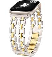 Wearlizer Metal Bracelet Compatible with Apple Watch Bands for Women 40/38/41/42mm (Series 11/10), Gold Dressy Designer Jewelry Enamel Stainless Steel Strap for iWatch Band SE Series 9/8/7/6/5/4/3/2/1