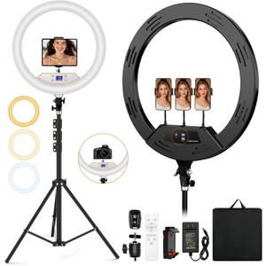 MACTREM Large 22" Ring Light with Stand, 75" Tripod for iPad iPhone Barber