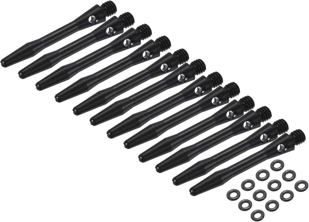 PATIKIL Aluminum Dart Shafts, 2BA Dart Stems Replacement Accessories with Rubber Rings for Steel Tip (35mm, Black)