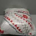 PAVILIA Red White Snowflake Reindeer Christmas Sherpa Throw Blanket, Soft Reversible Fleece Sherpa 50x60 Winter Blanket for Couch & Bed, Christmas Decor