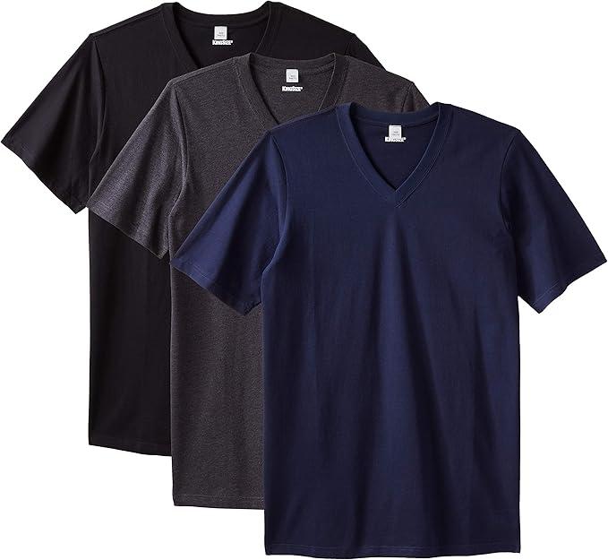 KingSize Men's Big & Tall Cotton V-Neck Undershirt 3-Pack - Tall - 3XL, Assorted Basic