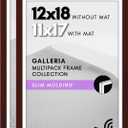 Americanflat 12x18 Poster Frame with Polished Plexiglass - Set of 2 - Use as 11x17 Frame with Mat or Display 12x18 Photo Without Mat - Galleria Collection - Picture Frames for Wall Display - Mahogany