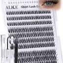 Flaunt Lash Clusters Kit Natural Wispy Lash Extension Kit Short 10mm-12mm-14mm Cluster Eyelash Extension Kit Individual Lashes Kit with Bottom Lashes Bond and Seal by ALICE