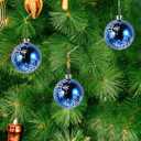 ULTECHNOVO 6pcs Halloween Balls Tree Ornaments, Shatterproof Christmas Decorations Set with Reusable Hand-held Package for Holiday Xmas Tree Decor (6cm) (Blue)