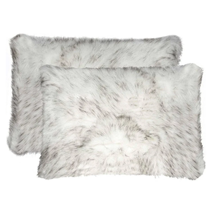 HomeRoots 2 -Piece 20-in x 12-in Gray Rectangular Indoor Decorative Pillow