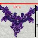 Handmade Rhinestones lace Applique handsewing Beads Trim Patches Neckline for Dress Clothes Accessory (White)