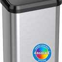 iTouchless SoftStep EXP 13.2 Gallon Step Pedal Trash Can Recycling Bin with Odor Filter Stainless Dent-Proof Plastic Lid Garbage Trashcan 50 Liter Home Office Bedroom Living Room Garage Wastebasket