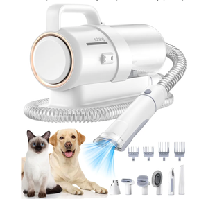 Pet Clipper & Vacuum Kit, Low Noise, 99% Pet Hair Removal, 7-in-1 Grooming Tools, 2.3L Dust Cup (White