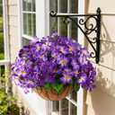 Homsunny Artificial Flowers for Outdoor, 6PCS Fake Silk Flowers UV Resistant, Realistic Faux Plants Flowers for Front Door Porch Planter Patio Yard Garden Spring Decor, Double Purple