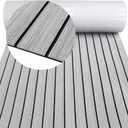EVA Foam Decking 94x45/35/16 Faux Teak Marine Carpet Non-Slip Self-Adhesive Foam Deck Mat Rolls Sheet for MotorBoats, Pontoon, Yacht, Jon Boat Floor (Light Grey With Black Seam)