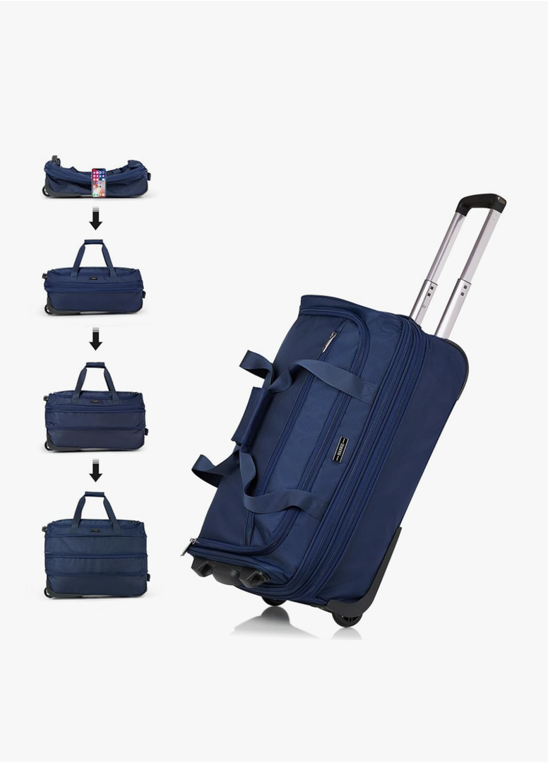 Hanke 20 Inch Expandable Carry On Luggage Suitcases with Wheels Foldable Duffle Bag for Travel Carry On suitcase Weekend Bag for Women Men（Blue）