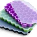 Ice Cube Trays for Freezer with Lid-Silicone Ice Cube Tray with Lid Ice Maker 3 Pack Multicolor, Easy-Release Reusable Ice Cube Coffee Scoop for Coffee Bar Accessories